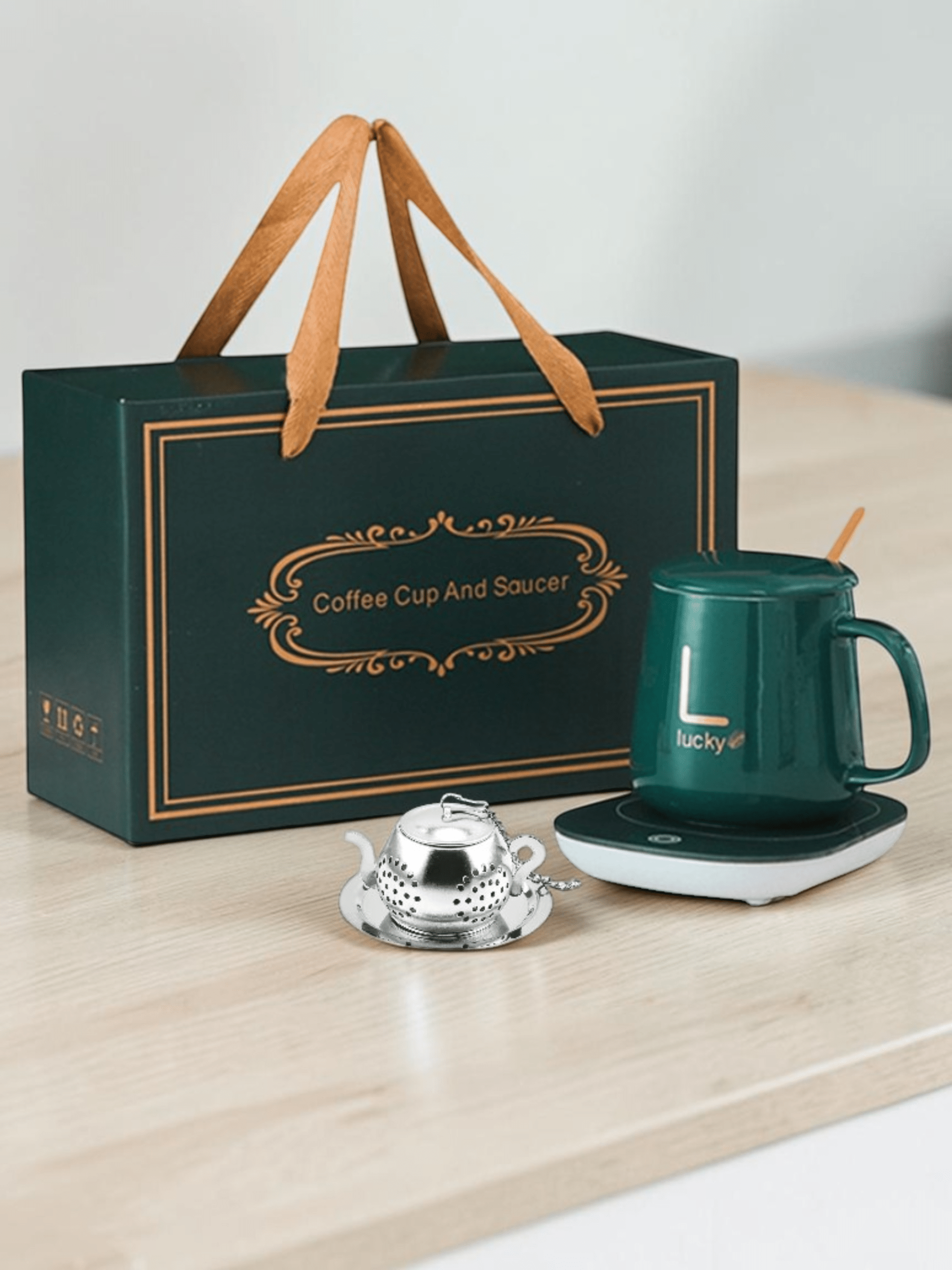 Taza con base eléctrica e infusor de regalo