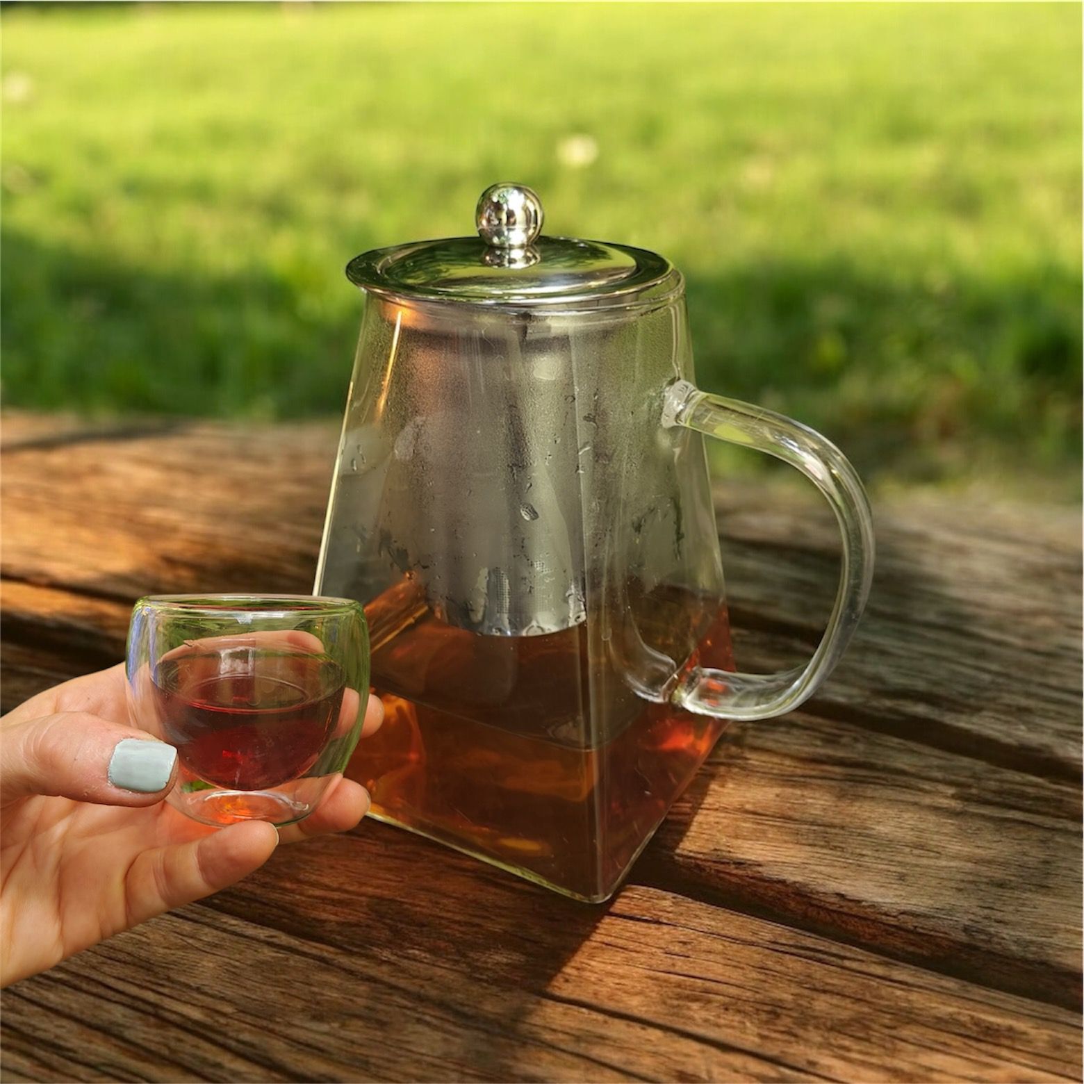 Kit tetera de vidrio dos cuencos y latita con té a elección - Imagen 3