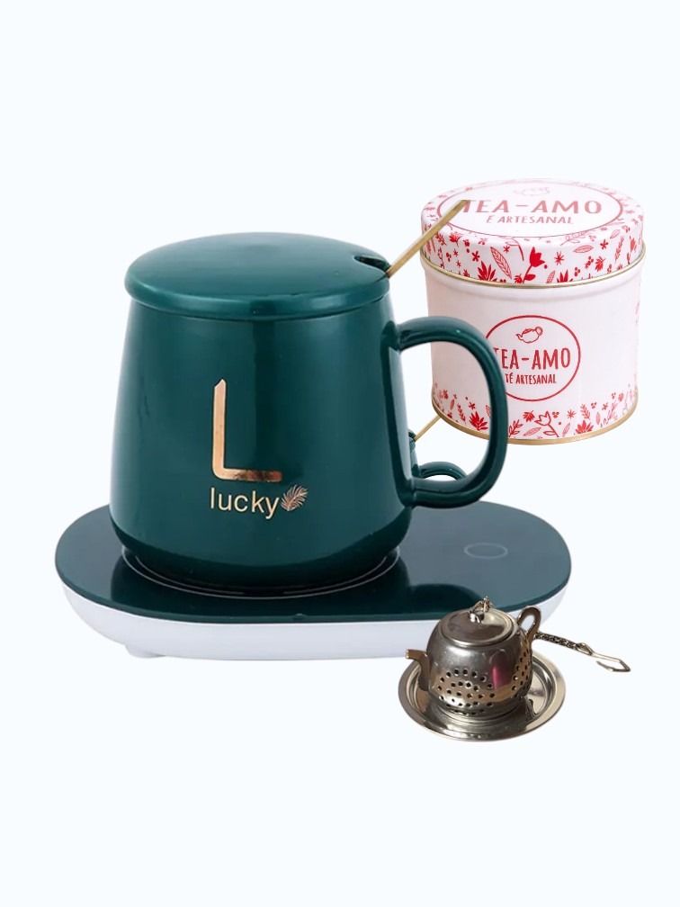 Taza con base eléctrica con latita con té e infusor de regalo - Imagen 2