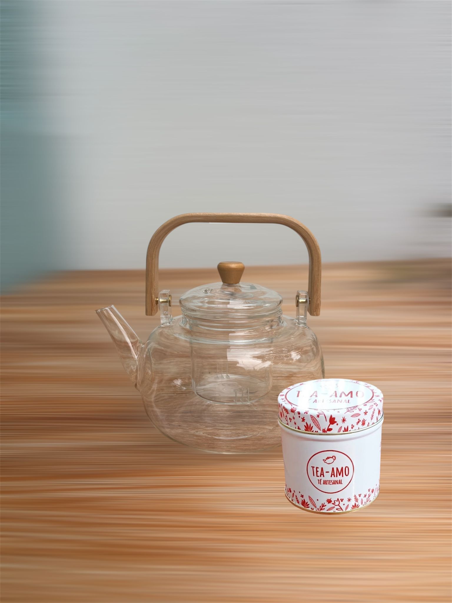 Tetera de vidrio + latita con té - Imagen 5